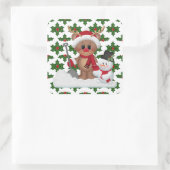 クリスマストナカイ漫画ホリデーステッカー スクエアシール (バッグ)