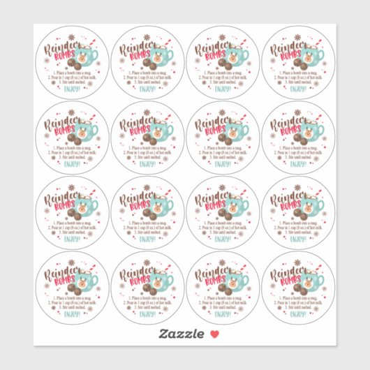 クリスマストナカイ熱いココア爆弾の指示 シール (シート)