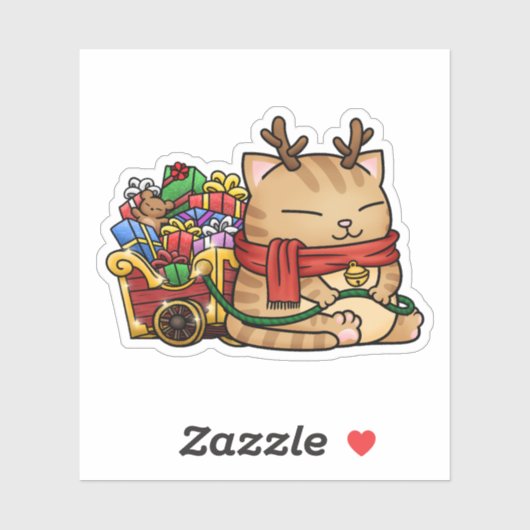 クリスマストナカイ猫 シール (シート)