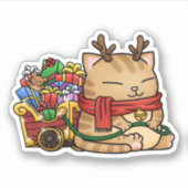 クリスマストナカイ猫 シール (正面)