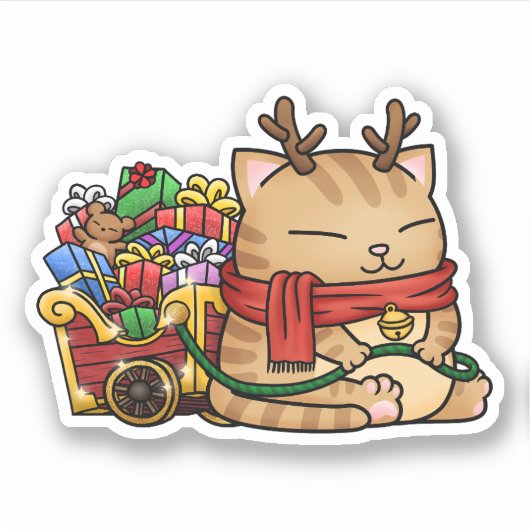 クリスマストナカイ猫 シール (正面)