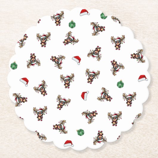 クリスマストナカイ紙コースター ペーパーコースター (正面)
