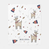 クリスマストナカイ素朴ア帽パーソナライズされた子 フリースブランケット (正面)