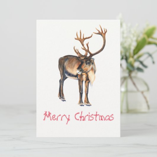 クリスマストナカイ絵を描アの手カリブーの水色 シーズンカード (スタンド正面)
