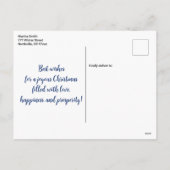 クリスマストナカイ絵を描アの手カリブーの水色 シーズンポストカード (裏面)