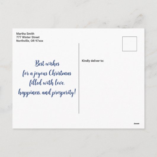 クリスマストナカイ絵を描アの手水色 シーズンポストカード (裏面)