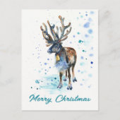 クリスマストナカイ絵を描アの手水色 シーズンポストカード (正面)