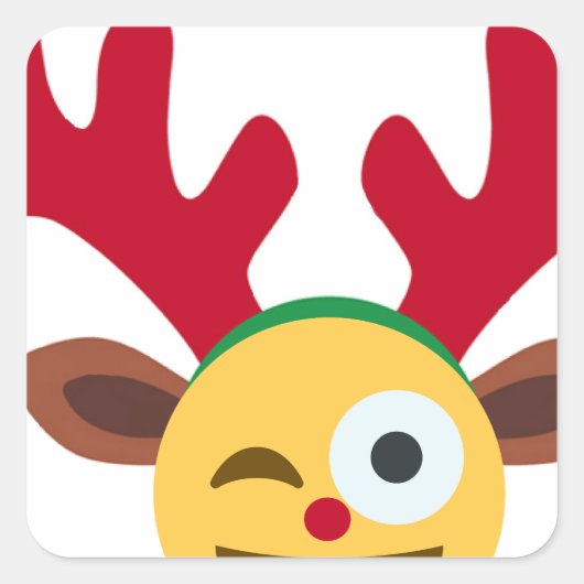 クリスマストナカイ絵文字 スクエアシール (正面)
