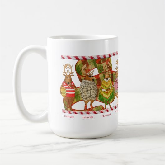 クリスマストナカイ背の高い白いマグカップ コーヒーマグカップ (左)