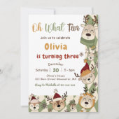 クリスマストナカイ誕生日パーティーああ何おもしろい 招待状 (正面)