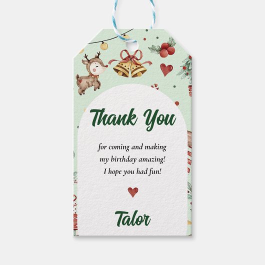 クリスマストナカイ誕生日パーティー ギフトタグ (正面)