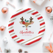 クリスマストナカイ誕生日レッド金ゴールド ペーパープレート