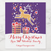 クリスマストナカイ赤い青カスタムのワインラベル ワインラベル (シングルラベル)
