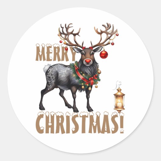 クリスマストナカイ赤い鼻 ラウンドシール (正面)