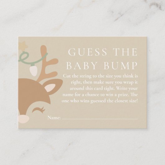 クリスマストナカイ赤ちゃんシャワーベビーバンプゲーム エンクロージャーカード (正面)