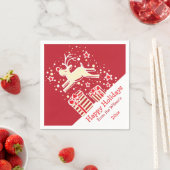 クリスマストナカイ赤クリームイエロー紙ナプキン スタンダードカクテルナプキン (インサイチュ)