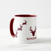 クリスマストナカイ赤ブラックバッファロープレイドチェック マグカップ (正面左)