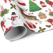 クリスマストナカイ雪だるまクリスマスギフト ラッピングペーパー (ロールコーナー)