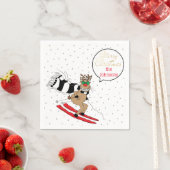 クリスマストナカイ雪スキー スタンダードカクテルナプキン (インサイチュ)