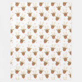 クリスマストナカイ雪片パターンピンク金ゴールド フリースブランケット (正面)