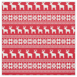 クリスマストナカイ雪片パターンヴィンテージ赤 ファブリック