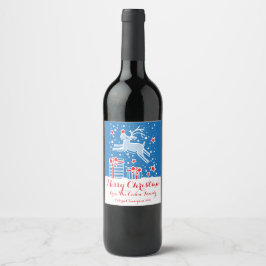 クリスマストナカイ青カスタム赤ワインのラベル ワインラベル