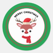 クリスマストナカイ顔クリスマス ラウンドシール (正面)