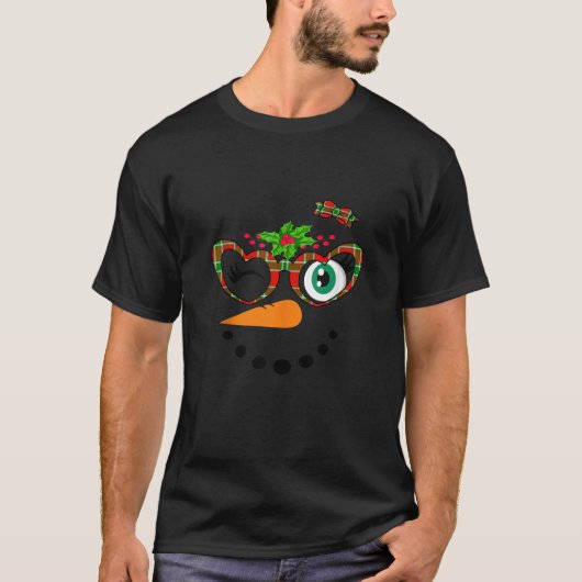 クリスマストナカイ顔サングラスタイボウプレイドキリスト Tシャツ (正面)