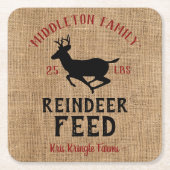 クリスマス🦌トナカイ食べ物を与えア スクエアペーパーコースター (正面)