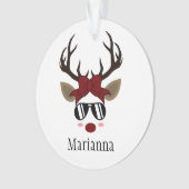 クリスマストナカイ黒サングラス赤いヘアボウ オーナメント (正面)