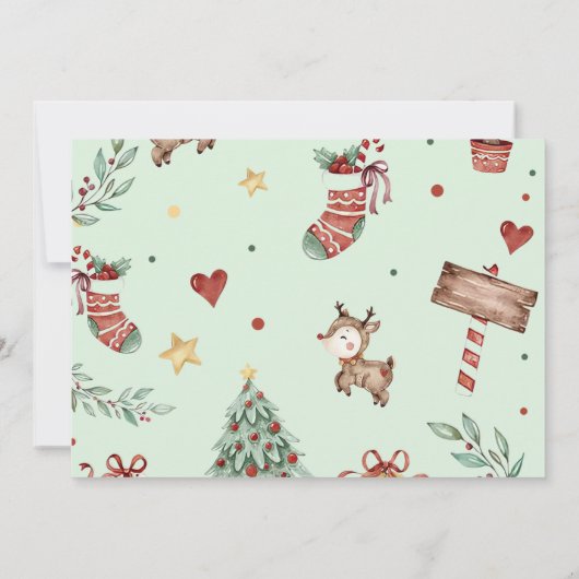 クリスマストナカイ2つの甘い誕生日の写真 招待状 (裏面)