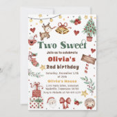 クリスマストナカイ2つの甘い2番目の誕生日パーティー 招待状 (正面)