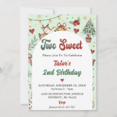 クリスマストナカイ2つの甘い2番目の誕生日 招待状 (正面)