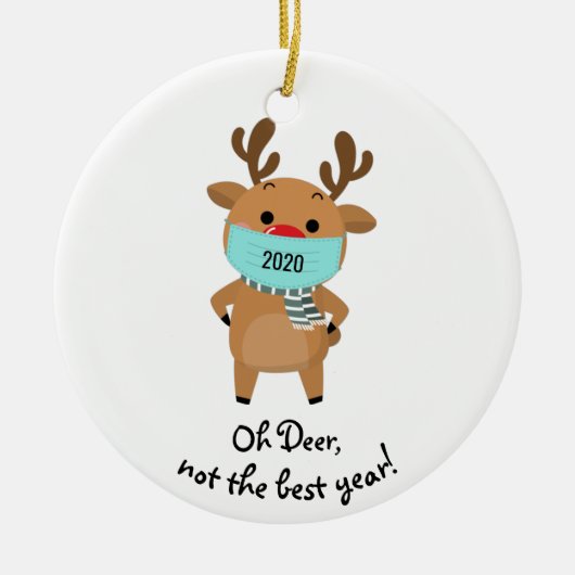 クリスマストナカイ2020ああ鹿良い年ではない セラミックオーナメント (正面)