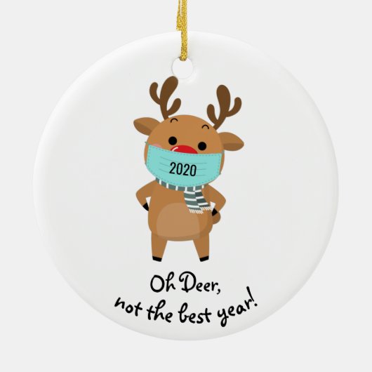 クリスマストナカイ2020ああ鹿良い年ではない セラミックオーナメント (裏面)