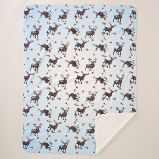 クリスマストナカイ3人 シェルパブランケット (正面)