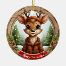 クリスマストナカイ キャラクター 動物 Xmas 陶器 セラミックオーナメント