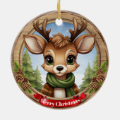 クリスマストナカイ キャラクター 鹿 動物 Xmas 陶器 セラミックオーナメント (裏面)