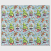 クリスマストナカイ&スノーグローブ ラッピングペーパー (フラット)