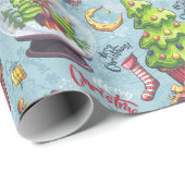 クリスマストナカイ&スノーグローブ ラッピングペーパー (ロールコーナー)