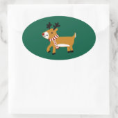 クリスマストナカイ 楕円形シール (バッグ)