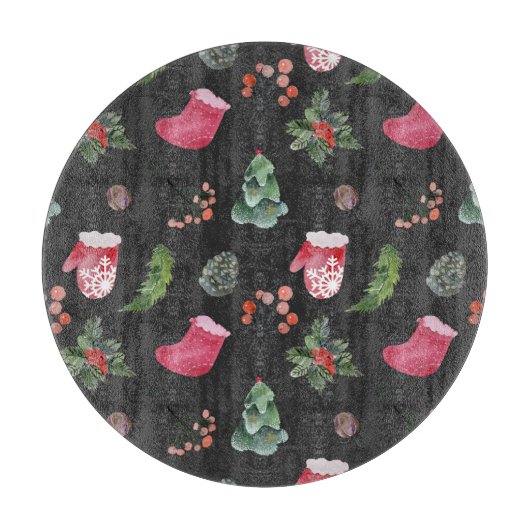 クリスマストナカイ：水の色シームレスなパターン カッティングボード (正面)