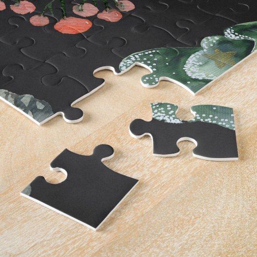 クリスマストナカイ:水の色シームレスなパターン ジグソーパズル (側面)