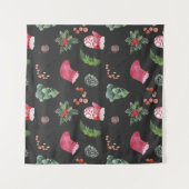 クリスマストナカイ:水の色シームレスなパターン タペストリー (正面(横))