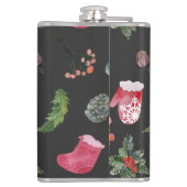 クリスマストナカイ：水の色シームレスなパターン フラスク (裏面)