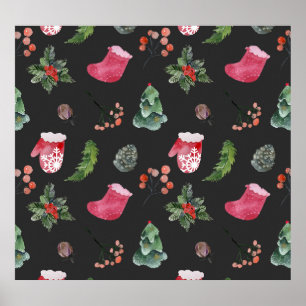 クリスマストナカイ：水の色シームレスなパターン ポスター