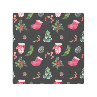 クリスマストナカイ：水の色シームレスなパターン メタルプリント