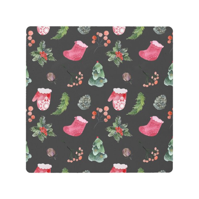 クリスマストナカイ：水の色シームレスなパターン メタルプリント (正面)