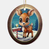クリスマストナカイ+野生+北極+シカ+田舎風 🎄🦌 セラミックオーナメント (左)