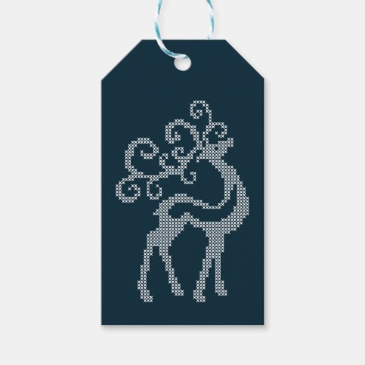 クリスマストナカイ〔雄ジカの〕枝角大晦日の鹿 ギフトタグ (正面)